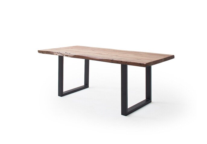 Baumkantentisch >Calabria< in Akazie natur / anthrazit - 220x79,5x100 (BxHxT)