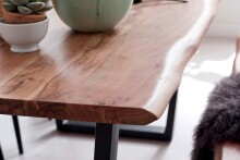 Baumkantentisch >Calabria< in Akazie natur / anthrazit - 240x79,5x100 (BxHxT)