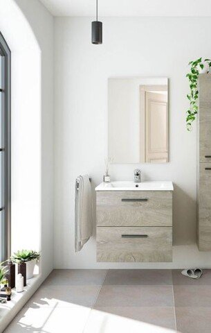 Waschbeckenunterschrank >ARUBA 60< in Alaska-Eiche - 60x57x45 (BxHxT)