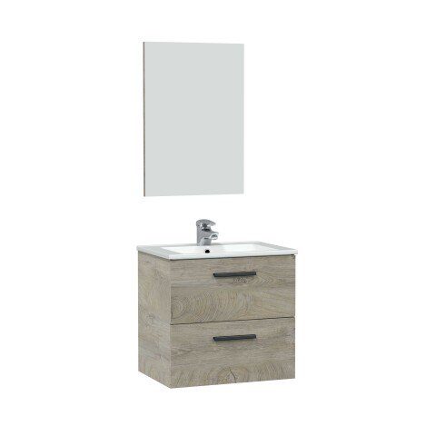Waschbeckenunterschrank >ARUBA 60< in Alaska-Eiche - 60x57x45 (BxHxT)