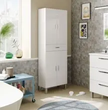 Hochschrank >ARUBA< in weiß glänzend -...