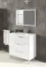 Badezimmer-Set >ATHENA< in weiß glänzend / Spiegel - 80x86x45 (BxHxT)