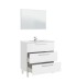 Badezimmer-Set >ATHENA< in weiß glänzend / Spiegel - 80x86x45 (BxHxT)