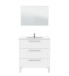 Badezimmer-Set >ATHENA< in weiß glänzend / Spiegel - 80x86x45 (BxHxT)