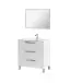 Badezimmer-Set >ATHENA< in weiß glänzend / Spiegel - 80x86x45 (BxHxT)