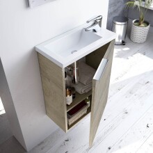 Waschbeckenunterschrank >COMPACT< (2er-Set) mit Spiegel, Alaska-Eiche - 40x58x22 (BxHxT)
