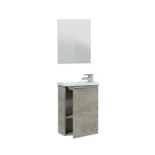 Waschbeckenunterschrank >COMPACT< (2er-Set) mit Spiegel, Alaska-Eiche - 40x58x22 (BxHxT)