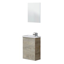 Waschbeckenunterschrank >COMPACT< (2er-Set) mit Spiegel, Alaska-Eiche - 40x58x22 (BxHxT)