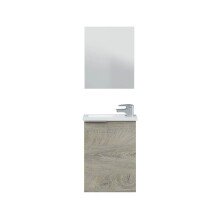 Waschbeckenunterschrank >COMPACT< (2er-Set) mit Spiegel, Alaska-Eiche - 40x58x22 (BxHxT)