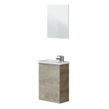 Waschbeckenunterschrank >COMPACT< (2er-Set) mit Spiegel, Alaska-Eiche - 40x58x22 (BxHxT)