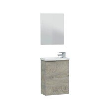 Waschbeckenunterschrank >COMPACT< (2er-Set) mit Spiegel, Alaska-Eiche - 40x58x22 (BxHxT)