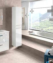 Hängeschrank >ATHENA< in Weiß lackiert / weiß glänzend - 30x150x25 (BxHxT)