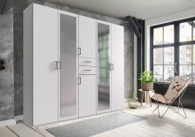 Drehtürenschrank >Dillingen< in WEISS - 225x208x58cm (BxHxT)