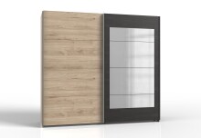 Schwebetürenschrank >Minden< in HICKORY OAK DEKOR / STEEL - 225x208x65cm B/H/T