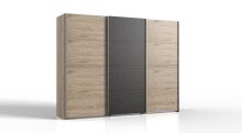 Schwebetürenschrank >Minden< in HICKORY OAK DEKOR / STEEL - 270x208x65cm B/H/T