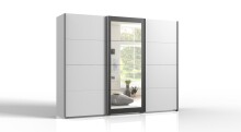 Schwebetürenschrank >Minden< in WEISS + RAW STEEL - 270x208x65cm (BxHxT)