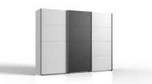 Schwebetürenschrank >Minden< in WEISS + RAW STEEL - 270x208x65cm (BxHxT)