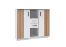 Highboard >Rügen< in WEISS + AKUSTIKLAMELLEN...