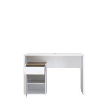 Schreibtisch >MODULTRICK< in Weiss / Artisan Eiche Dekor - 110x72,7x52,7cm (BxHxT)
