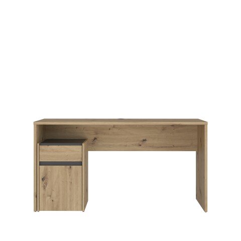 Schreibtisch >MODULTRICK< in Artisan Eiche Dekor / Grau - 140x72,7x52,7cm B/H/T