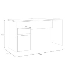 Schreibtisch >MODULTRICK< in Artisan Eiche Dekor / Grau - 140x72,7x52,7cm B/H/T