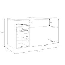 Schreibtisch >MODULTRICK< in Artisan Eiche Dekor / Grau - 140x72,7x52,7cm B/H/T