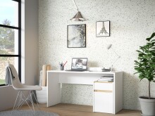 Schreibtisch >MODULTRICK< in Weiss / Artisan Eiche Dekor - 140x72,7x52,7cm (BxHxT)