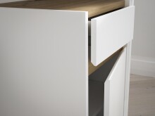 Schreibtisch >MODULTRICK< in Weiss / Artisan Eiche Dekor - 140x72,7x52,7cm (BxHxT)