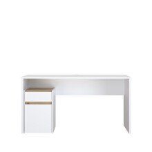 Schreibtisch >MODULTRICK< in Weiss / Artisan Eiche Dekor - 140x72,7x52,7cm (BxHxT)