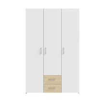 Drehtürenschrank >ECONOBOX< in Weiss  / Puccini Eiche  - 119,4x190,5x54,4 (BxHxT)