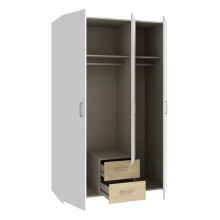Drehtürenschrank >ECONOBOX< in Weiss  / Puccini Eiche  - 119,4x190,5x54,4 (BxHxT)