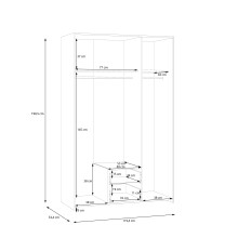 Drehtürenschrank >ECONOBOX< in Weiss  / Puccini Eiche  - 119,4x190,5x54,4 (BxHxT)