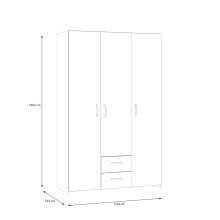 Drehtürenschrank >ECONOBOX< in Weiss  / Puccini Eiche  - 119,4x190,5x54,4 (BxHxT)