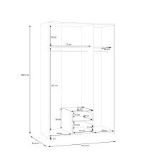 Drehtürenschrank >ECONOBOX< in Weiss  / Puccini Eiche  - 119,4x190,5x54,4 (BxHxT)