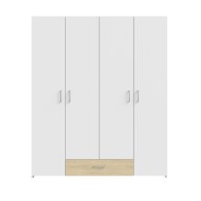 Drehtürenschrank >ECONOBOX< in Weiss  / Puccini Eiche  - 159,1x190,5x54,4 (BxHxT)