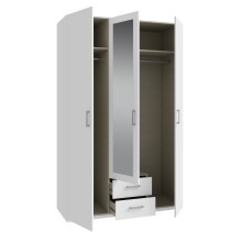 Drehtürenschrank >ECONOBOX 2< in weiß / Spiegel - 133,2x210,5x54,2cm (BxHxT)