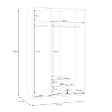 Drehtürenschrank >ECONOBOX 2< in weiß / Spiegel - 133,2x210,5x54,2cm (BxHxT)