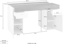 Schreibtisch >Sliding< ausziehbarer Tischplatte - 130x75x60 (B/H/T)