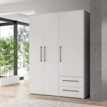 Drehtürenschrank >MOKKARIS< in weiss - 144,4x200,1x58,8cm (BxHxT)