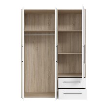 Drehtürenschrank >MOKKARIS< in Sonoma Eiche/Weiß - 144,4x200,1x58,8cm (BxHxT)