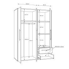 Drehtürenschrank >MOKKARIS< in Sonoma Eiche/Weiß - 144,4x200,1x58,8cm (BxHxT)