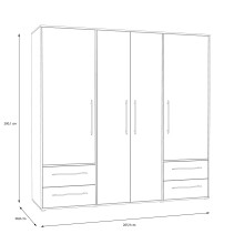 Drehtürenschrank >MOKKARIS< in Mauvella Eiche / Weiss - 205,9x200,1x58,8cm (BxHxT)