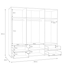 Drehtürenschrank >MOKKARIS< in Mauvella Eiche / Weiss - 205,9x200,1x58,8cm (BxHxT)
