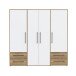 Drehtürenschrank >MOKKARIS< in Mauvella Eiche / Weiss - 205,9x200,1x58,8cm (BxHxT)