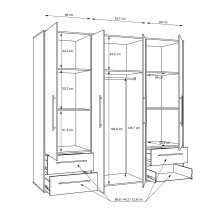 Drehtürenschrank >MOKKARIS< in Sonoma Eiche / Weiss - 205,9x200,1x58,8cm (BxHxT)