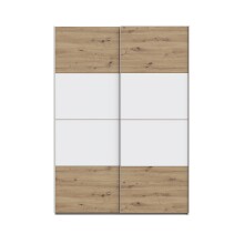 Schiebetürenschrank >SCHACH&MATT 2< in Weiss / Artisan Eiche - 150,1x210,5x61,2cm B/H/T