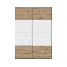 Schiebetürenschrank >SCHACH&MATT 2< in Weiss / Artisan Eiche - 150,1x210,5x61,2cm B/H/T