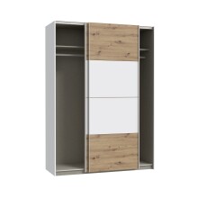 Schiebetürenschrank >SCHACH&MATT 2< in Weiss / Artisan Eiche - 150,1x210,5x61,2cm B/H/T