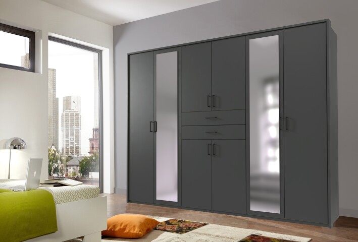 Kleiderschrank >Dillingen< in Graphit - 273x213x58cm (BxHxT)