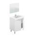 Badezimmer-Set >LC1-80< in weiß glänzend / Spiegel - 80x80x45 (BxHxT)